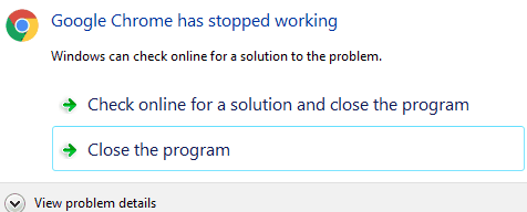 google chrome not responding windows 10